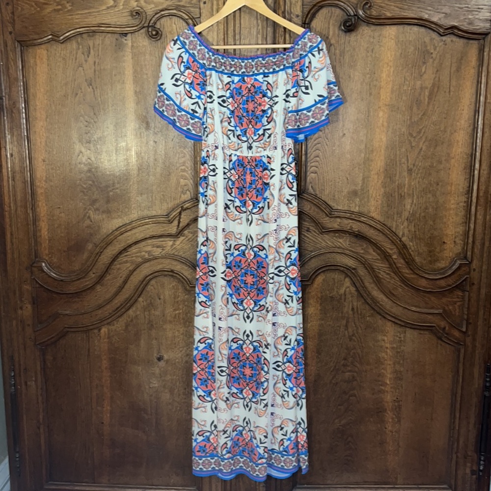 Flying Tomato bohemian short sleeve off the shoulder ruffle maxi dress - Picture 5 of 16